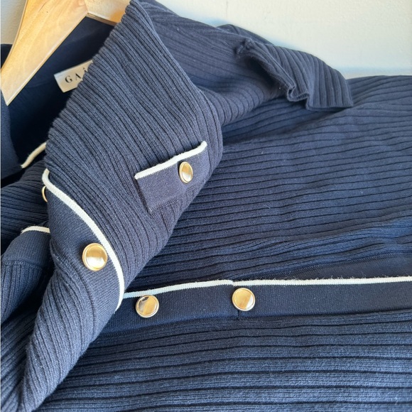 Gaala Paris Lizette Midi Knit Dress NWT Navy and Creme Button-Down Dress - Picture 11 of 15